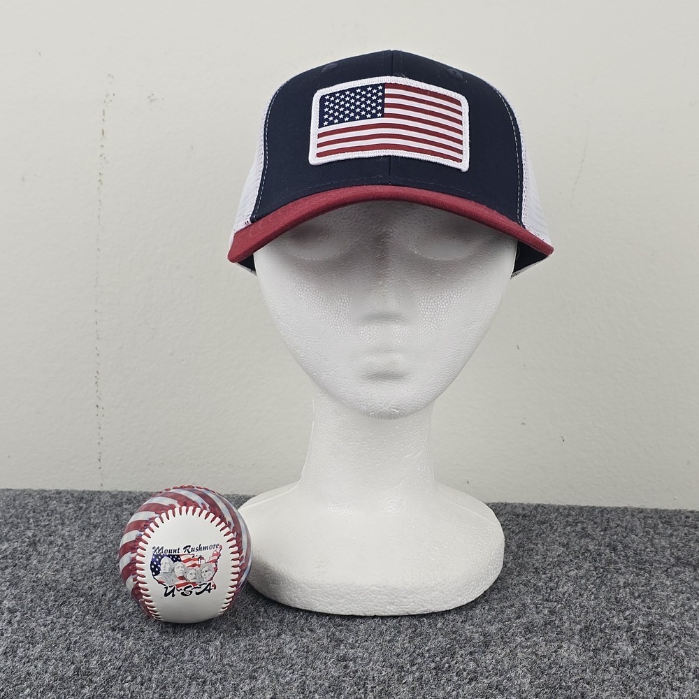 Infinity 250 USA American Flag Trucker Hat Snapback + Mount Rushmore Baseball